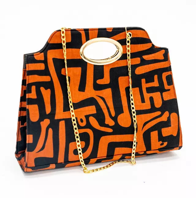 1007 - Ankara Snap Purse With a Crossbody Gold Chain (3/pk) - Free Size - $20.00 Each - NEW PRINTS ADDED! — Free Size / 618A