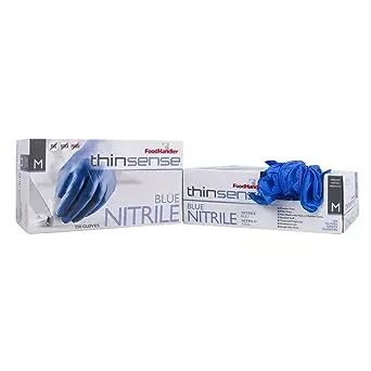 FOOD HANDLER Thinsense Blue Nitrile Gloves Medium MPN: 103-TS14-BLU Model: P4500 Quantity: 250/ Box