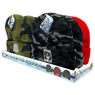 Cuffed Knit Hat Beanie Assortment - 12 Pieces Per Retail Ready Display 24098