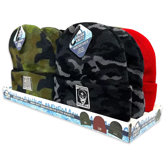 Cuffed Knit Hat Beanie Assortment - 12 Pieces Per Retail Ready Display 24098