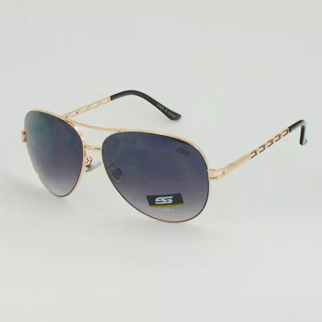 Chain-Link Temple Aviators with Colored Accent Tips and Gradient Lens SS8097