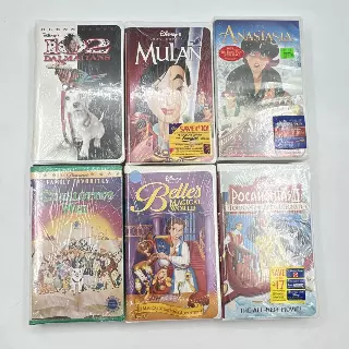Animated Movie VHS Lot 6 Factory Sealed Disney Mulan Anastasia 102 Dalmatians