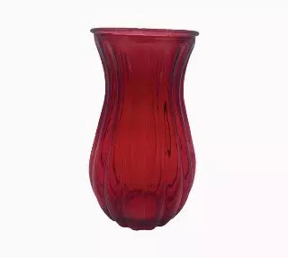 GPX8002RED – 9” x 4 “ Ribbed Jordan Vase Red – “case of 12”