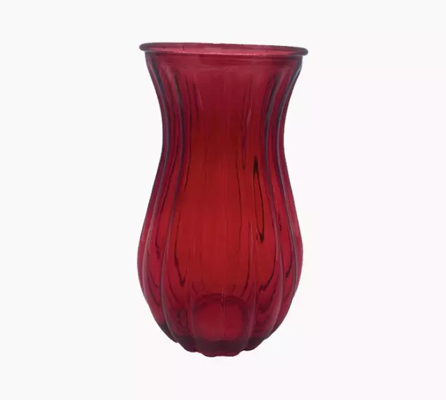 GPX8002RED – 9” x 4 “ Ribbed Jordan Vase Red – “case of 12”