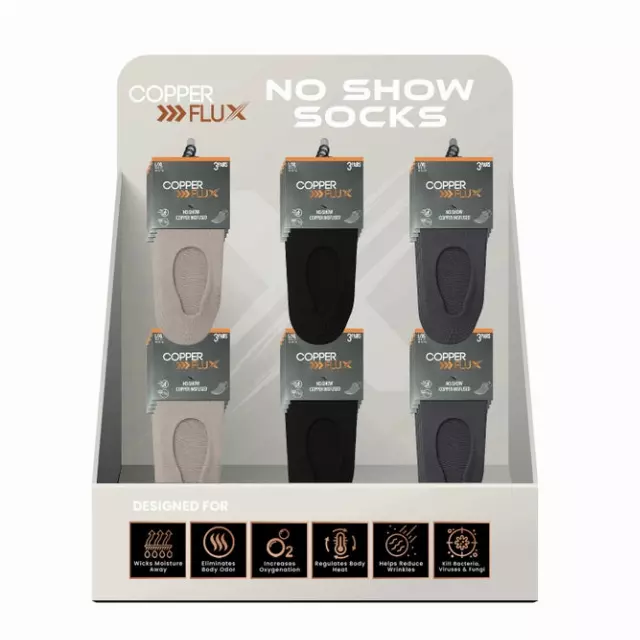 Unisex Cushioned No Show Everyday Socks with Free Display