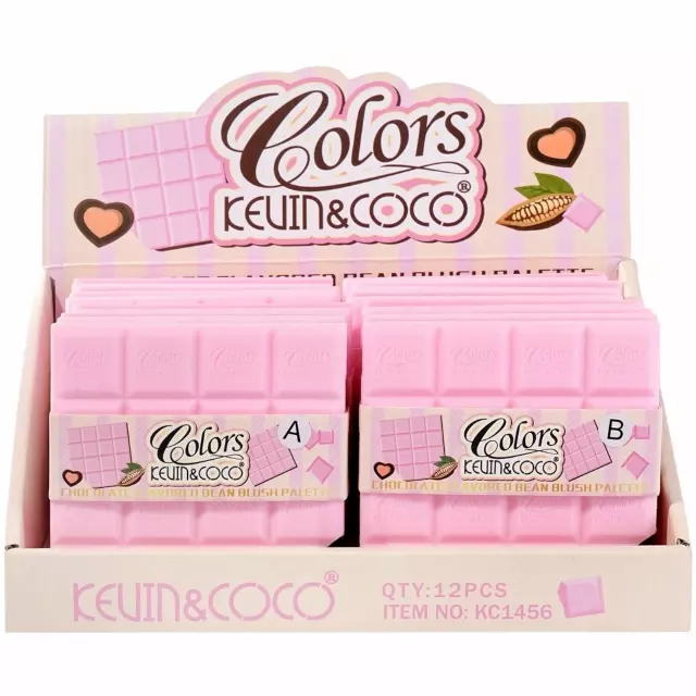 Kevin & Coco Chocolate Flavored Bean Blush Palette - Wholesale Display 12 Units (KC1456)