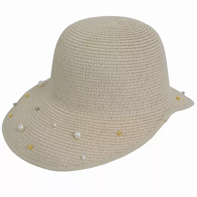 Magid Pearl Beaded Brim Garden Hat — NATURAL