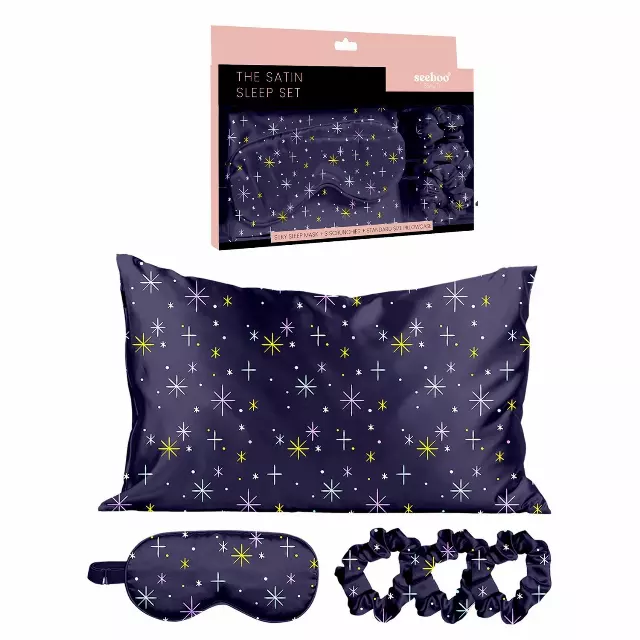 Satin Self Care Sleep Set — Midnight