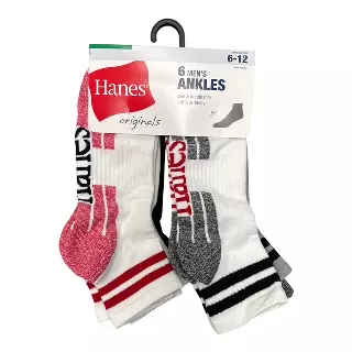 #9-H-1637 Men’s ‘Hanes’ Ankle Socks – $3.90 Per 6 Pair Pack (18 Packs)