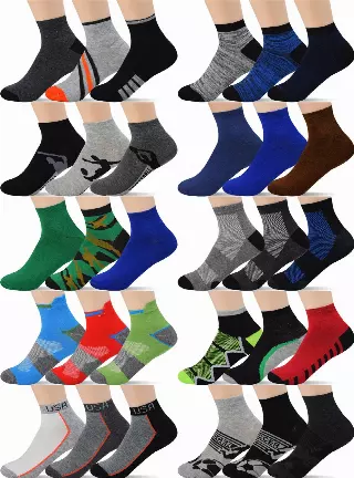 Boys' Assorted Design Socks (Dozen) — White / Toddler/Little/Big Boy (Sock Size 2-8)