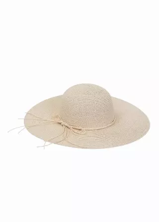 Max Studio Straw Bow Floppy — NATURAL