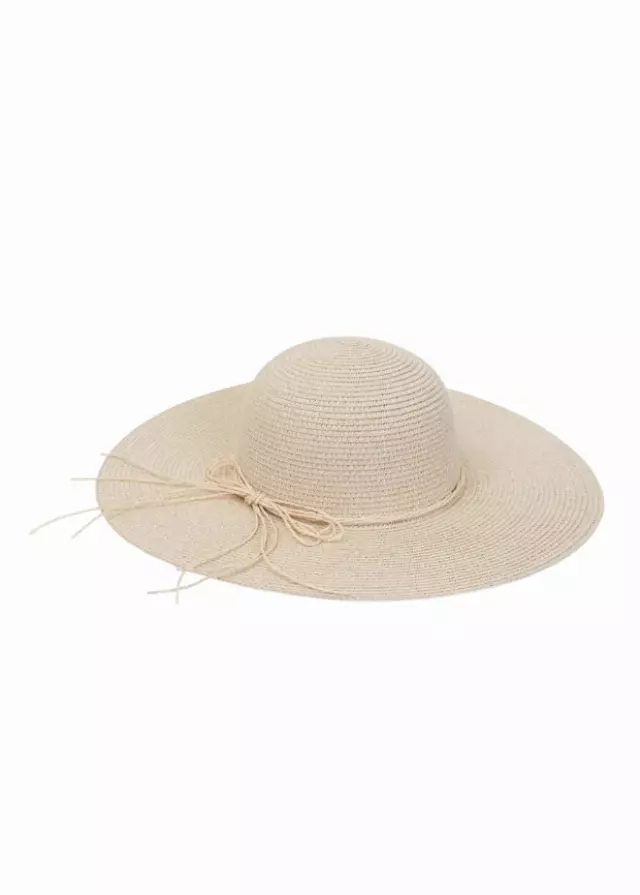 Max Studio Straw Bow Floppy — NATURAL