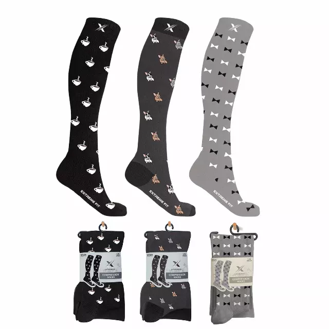 ATHLETIC GRADUATED COMPRESSION SOCKS - 3 ASST STYLES — Small/Medium · SKU EF-3MERCS-M