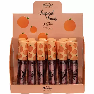 Face Beautiful Tropical Fruist Lip Gloss - Peach - Wholesale Display 24 Units (FB-007)