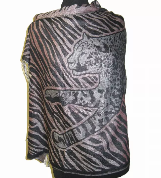 1903 Cheetah Pattern Pashmina — coffee