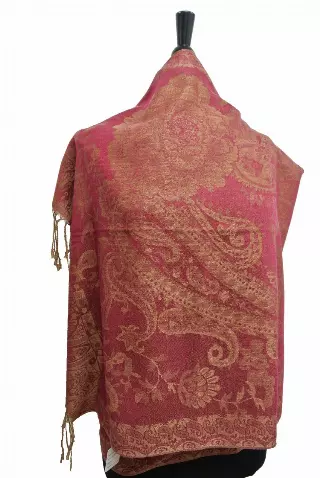 IN107 Pattern Pashmina — Red