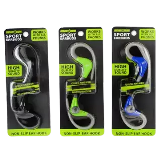Wired Sport Earbuds With Mic - 3 Pieces Per Pack 20777