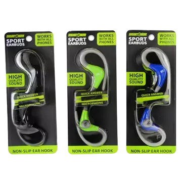 Wired Sport Earbuds With Mic - 3 Pieces Per Pack 20777