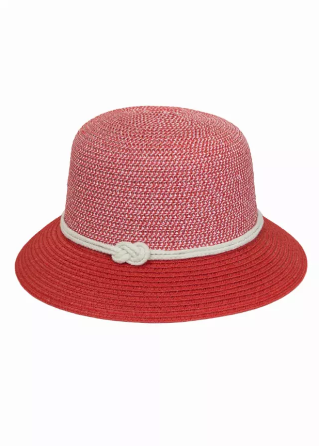 Magid Rope Two Tone Straw Bucket Hat — RED