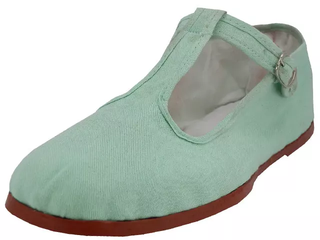 T5-777 - Women's T-Strap Cotton Upper Classic Mary Jane Shoes — Mint (T5-777-Mint) / 6-10 Assorted