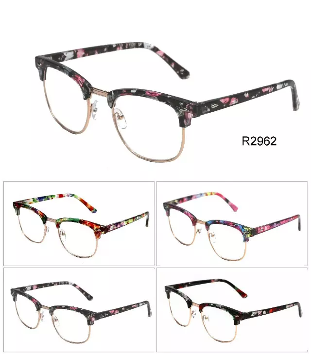 R2962 Floral metal reading glasses — +3.50