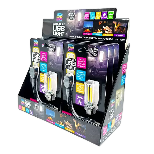 Bendable USB-A Touch Vintage Lantern Light - 6 Pieces Per Retail Ready Display 25304