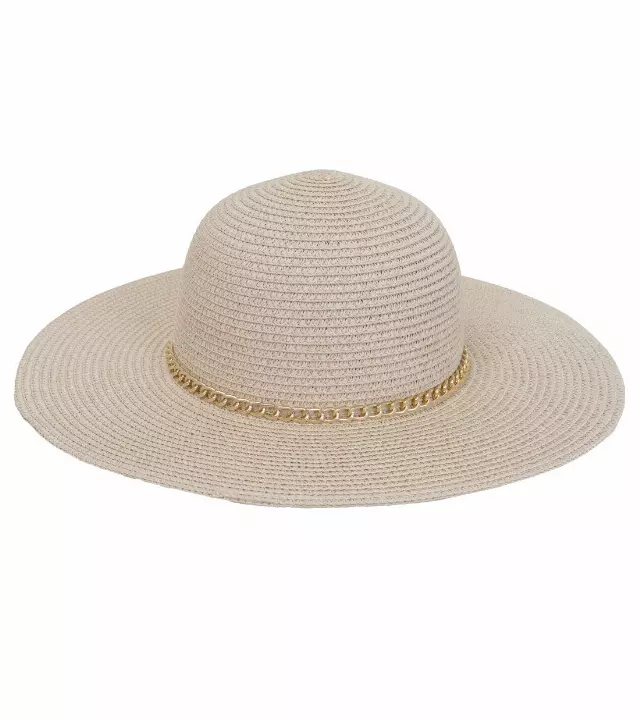 Magid Chain Link Brim Straw Floppy Sun Hat — NATURAL