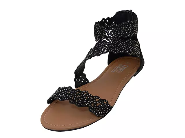 W5200L - Women's "Easy USA" Soft Floral Design Upper Sandals — Black (W5200L-B) / 6-11 Assorted