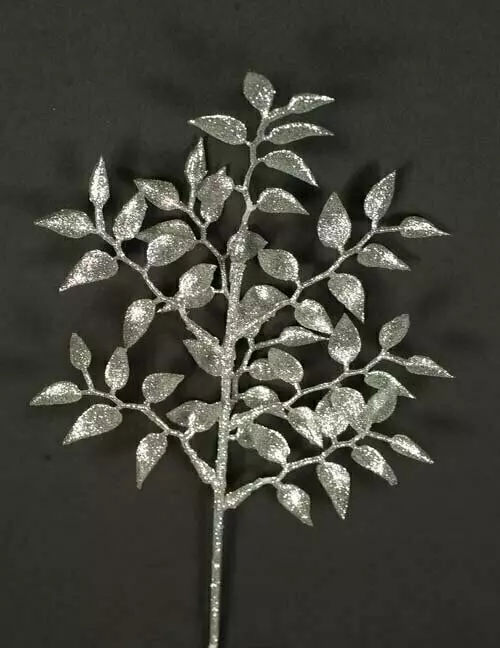 PPX5002SILVER – 11.5” Glitter Ruscus spray “dz”- MIN 6 DZ – CASE PK 192 DZ