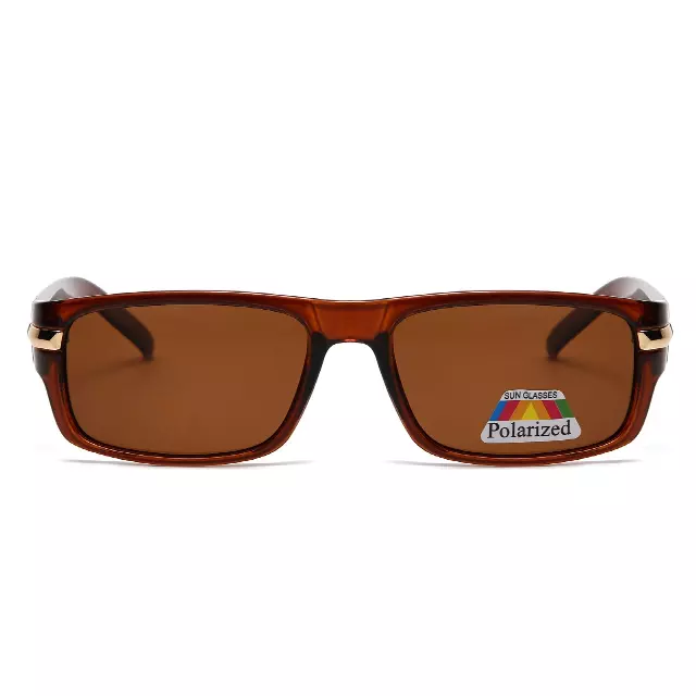 Men Sport Polarized Sunglasses with Thick Wrap Around Temples and Metal Details PL11071