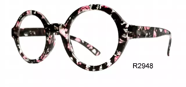 R2948 round floral reading glasses — +1.75(1dz)