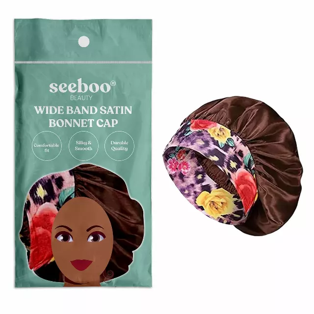 Women's Silky Satin Head Scarf Hair Wrap Cap Hat Headband — Coffee