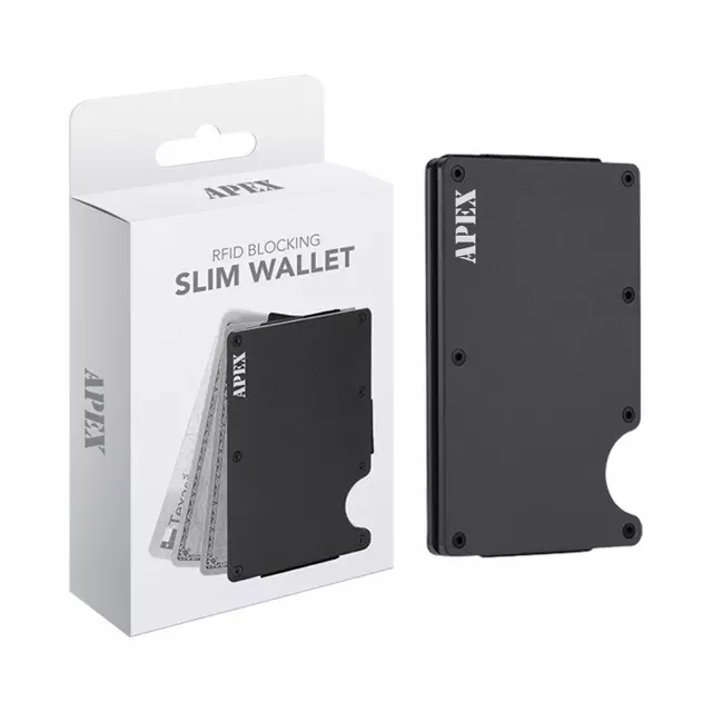 RFID Blocking Minimalist Scratch Resistant Slim Credit Card — Black