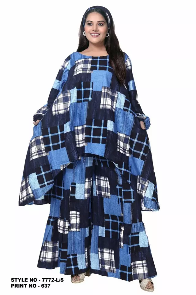 7772LS Authentic African Print 2pc Pant Set (Long Sleeves) - $30.00 Each (3 pcs per pack) — Free Size / Print-637