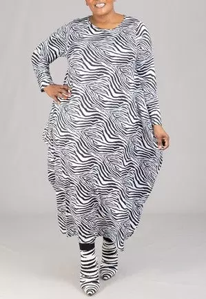 CHH-21057 ON SALE!! Long Sleeve Zebra Print Maxi Dress - One Size (6-PCS PRE-PACK) ($12.00 Each)