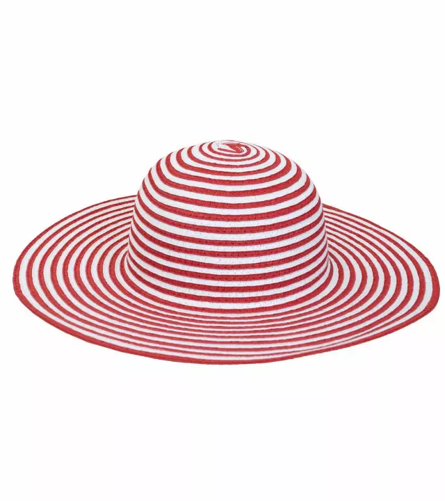 Magid Striped Straw Floppy Sun Sun Hat — RED/WHITE