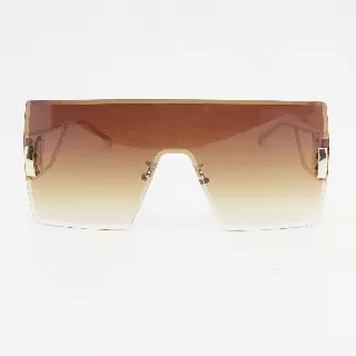 Futuristic Fashion Rimless Shield Sunglasses with Open Metal Frame Side Details J11057