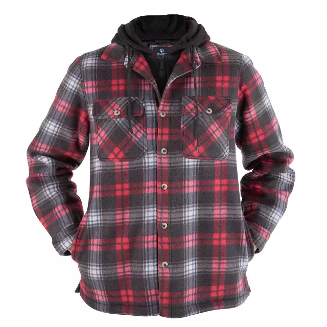 Men’s Berber Lined Plaid Jacket - Style #MFJ170 -$15.50/Unit - 12 PCS/CS - PLEASE SEE DESCRIPTION — Red Plaid