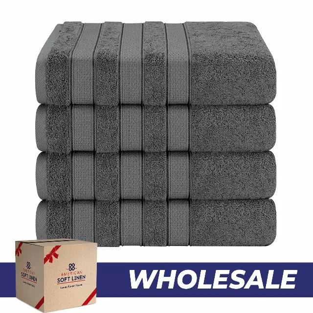 Salem 4 Piece 100% Cotton Luxury Turkish Bath Towel Sets - 6 Set Case Pack - Wholesale bath towels