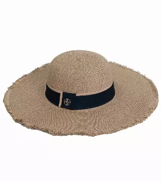 Adrienne Vittadini Frayed Brim Straw Floppy — TOAST