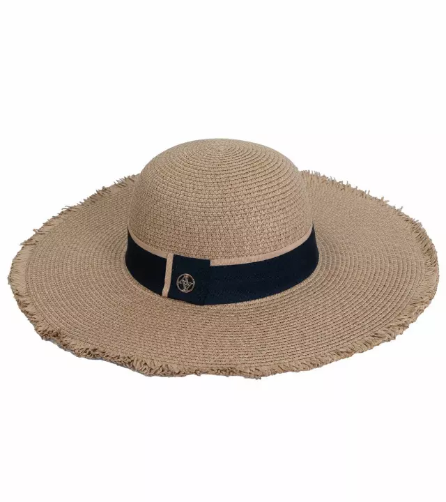 Adrienne Vittadini Frayed Brim Straw Floppy — TOAST