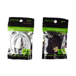 Charging Cable USB to Micro USB 3FT - 6 Pieces Per Pack 21563
