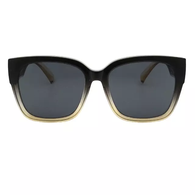Women's Oversized Cat Eye Sunglasses with Sleek T-Logo Gold Metal Side Accents P11127