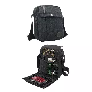 Multifunctional Canvas Sport Crossbody Shoulder Bag — Black