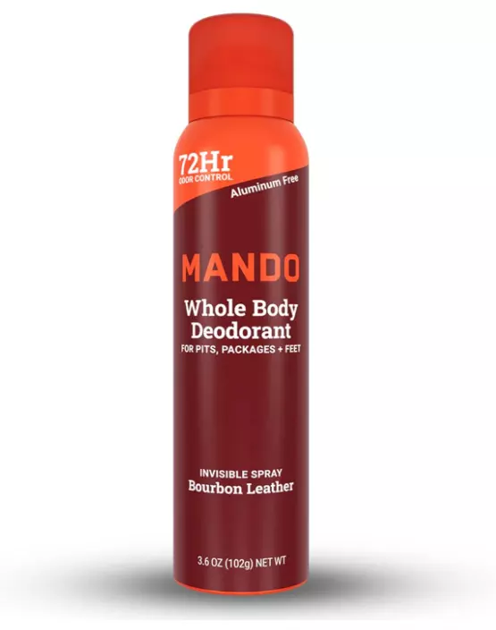 Mando Whole Body Men’s Aluminum Free Invisible Spray Deodorant – Bourbon Leather – 3.6oz – Pack Of 01