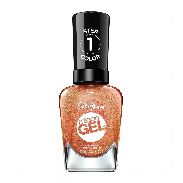 Sally Hansen Miracle Gel Salon Quality Nail Polish | Gel-Like Formula, Two-Step System, No UV Light Needed, Long Lasting | Opaque, Shimmery | 382 Sundown Socialite | Brown Orange Nail Color