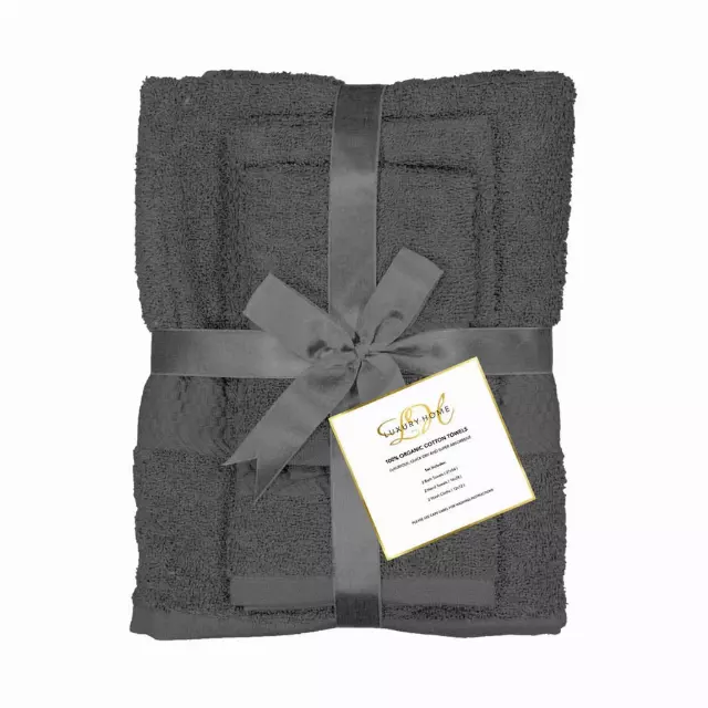 8-Piece: 100% Cotton Bath Towel Set — Gray