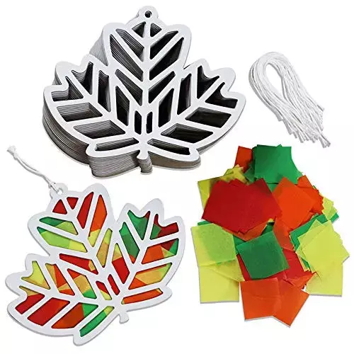 Autumn Leaf DIY Suncatcher Paper Crafts - 24 Pieces Per Pack KP4097