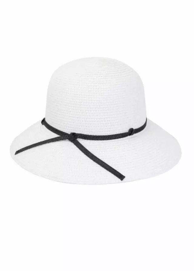 Magid Straw Bow Bucket Hat — WHITE
