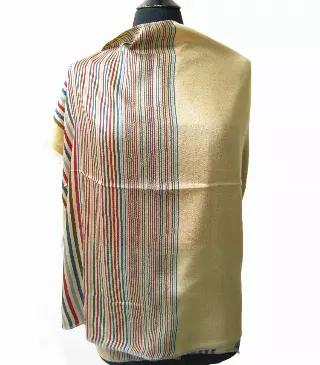 10983 Stripe Design Pashmina — Camel